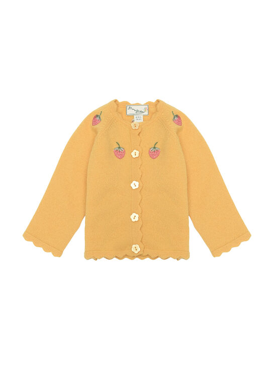Кардиган из шерсти и кашемира с вышивкой, желтый Born to Bloom | Фото 1