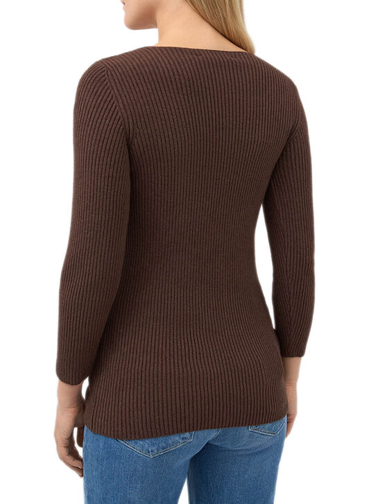 Джемпер BELLA в рубчик на пуговицах, темно-коричневый Pietro Brunelli | Фото 5