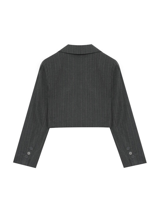 Пиджак укороченный в полоску, серый Dan Maralex | Фото 3