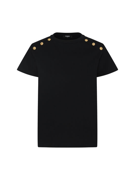 Футболка с золотыми пуговицами Balmain | Фото 1