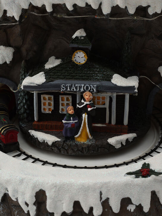 Новогодний сувенир &quot;Освещенная горная сцена. Поезд,&quot; 8 .мелодий Musicboxworld | Фото 7