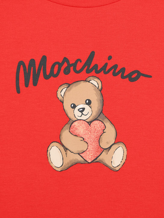 Лонгслив с логотипом и принтом мишки, красный Moschino | Фото 3