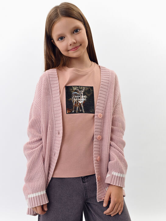 Футболка с принтом олененка, розовая Emporio Armani | Фото 2