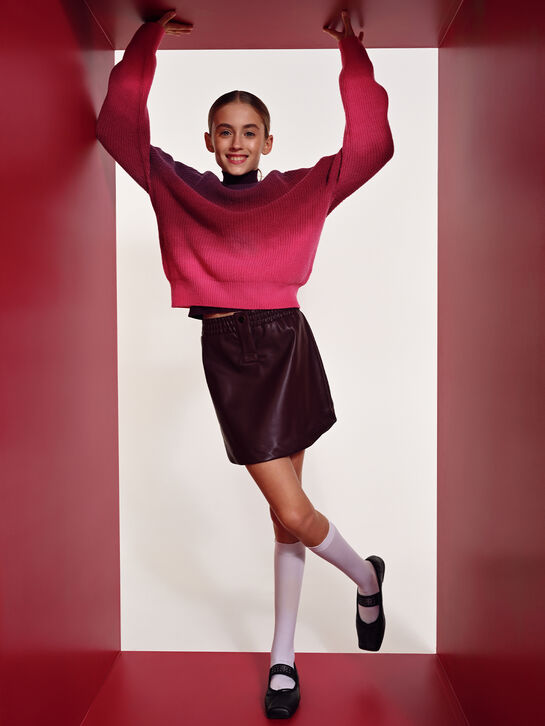 Мини-юбка из эко-кожи, бордовая MSGM | Фото 2