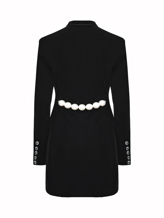 Платье-мини из черного бархата ALINE | Фото 2