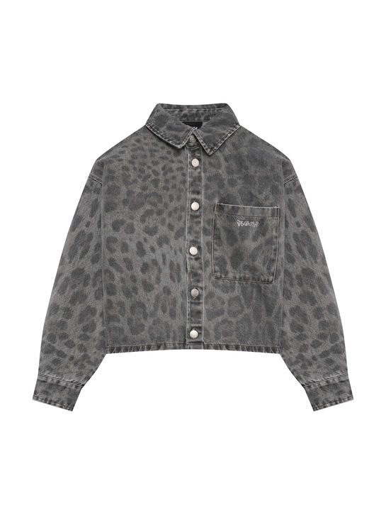 Рубашка с леопардовым принтом, серая Disclaimer | Фото 1