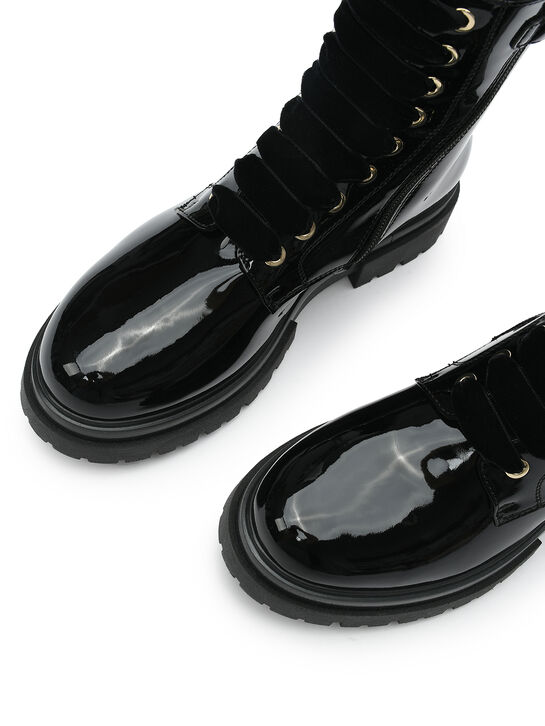 Ботинки лаковые с бархатными шнурками, черные Morelli | Фото 12