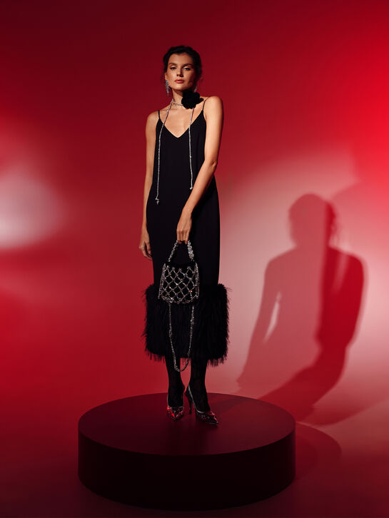 Платье-комбинация с отделкой эко-мехом Flashin | Фото 10