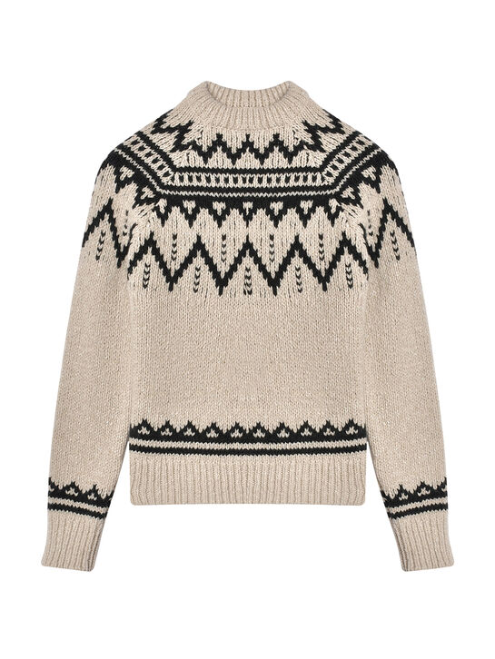 Свитер с черным орнаментом, бежевый The New Society | Фото 1