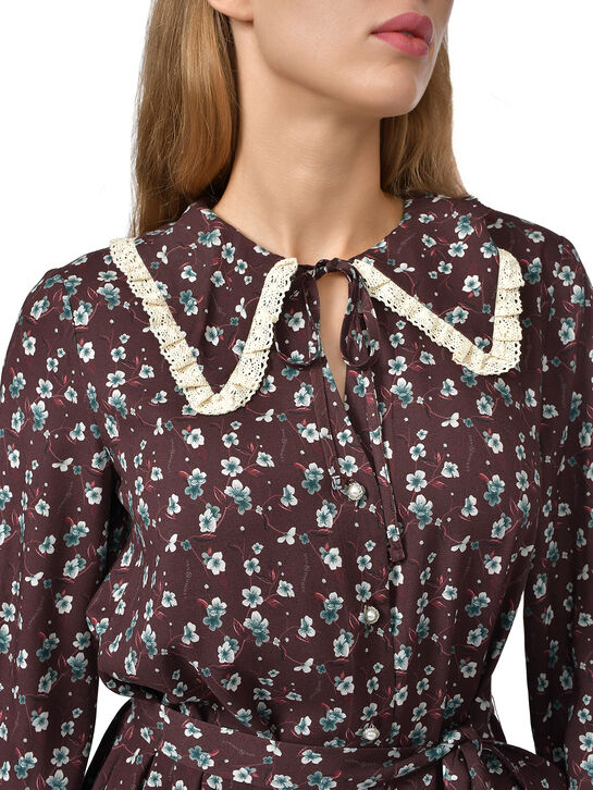 Платье с рюшами, бордовое Dan Maralex | Фото 5