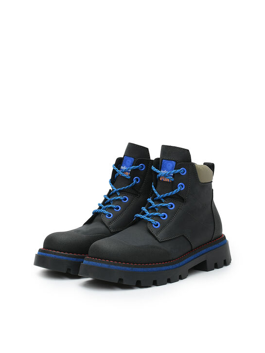 Ботинки с синей отделкой, черные Rondinella | Фото 2