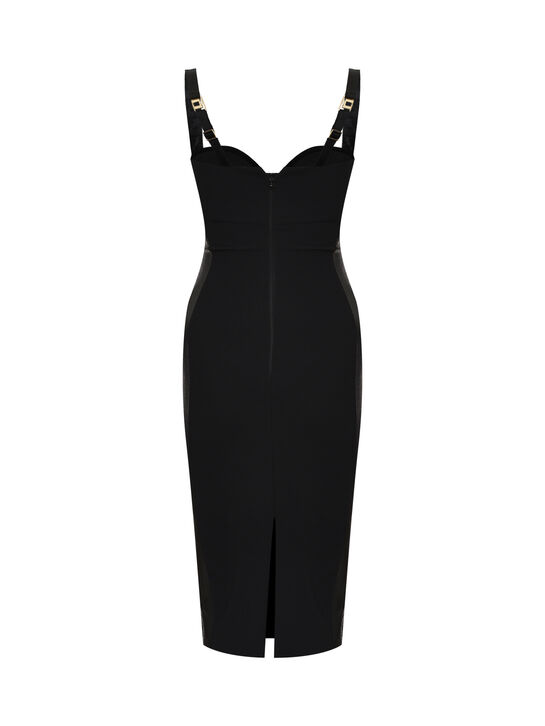 Платье с отделкой под питона, черное Elisabetta Franchi | Фото 6