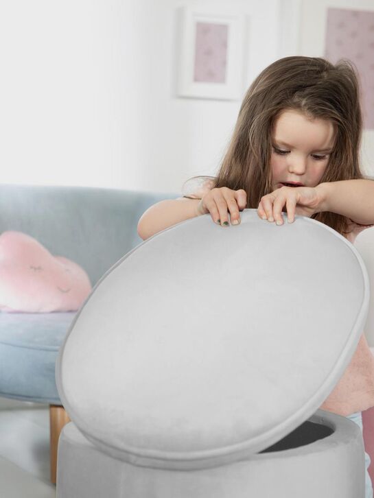 Детский велюровый овальный пуфик Lil Sofa, серый Roba | Фото 4