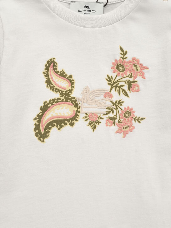 Футболка с цветочной вышивкой и лого на груди Etro | Фото 3