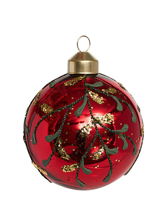  Шар &quot;Золотые листья&quot; красный (стекло) 8 см Holiday Classics | Фото 1