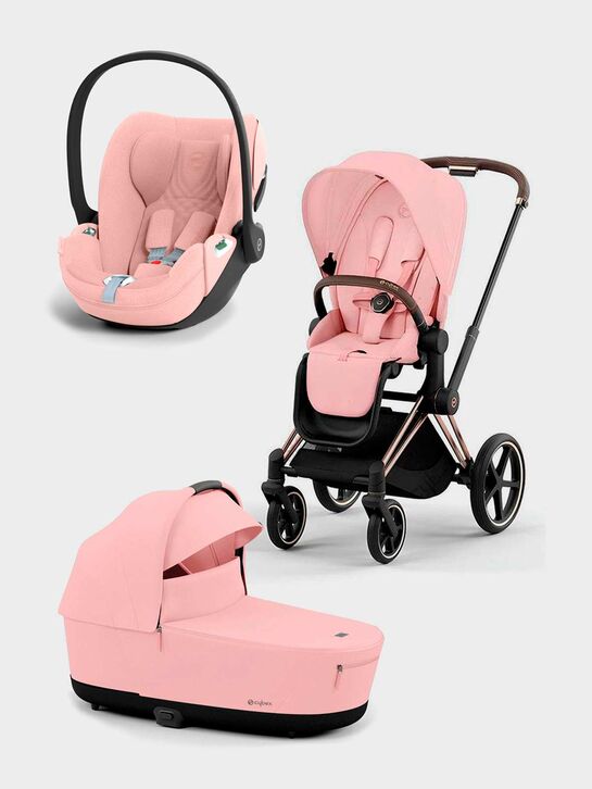 Коляска 2 в 1 Priam IV Rosegold цвет Peach Pink в комплекте со спальным блоком Lux Carry Cot и креслом Cloud T CYBEX | Фото 1