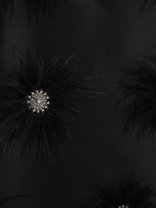Платье со стразами и перьями, черное Maison Ava | Фото 3