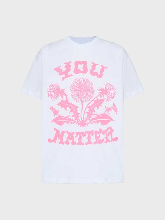 Футболка с розовым принтом одуванчика, белая Molo | Фото 1