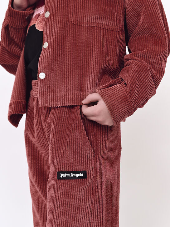 Рубашка вельветовая с белым капюшоном Palm Angels | Фото 4