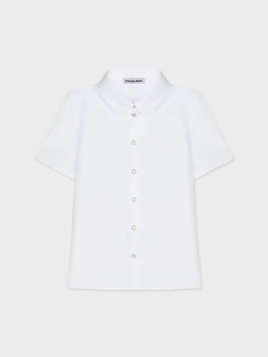 Белая рубашка с короткими рукавами KengLabel | Фото 1