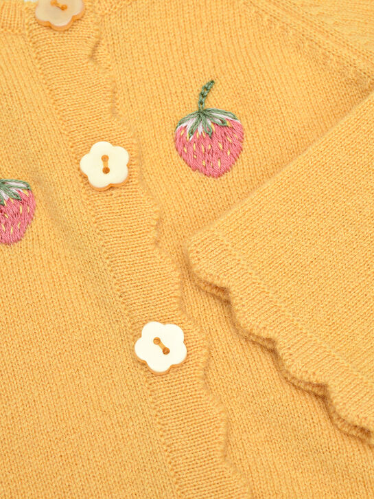 Кардиган из шерсти и кашемира с вышивкой, желтый Born to Bloom | Фото 3