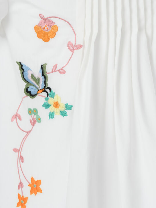 Платье вышитыми цветами, белое Etro | Фото 3