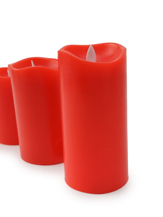 Набор красных восковых свечей из 3-х штук, 10, 12, 15 см Timstor | Фото 5