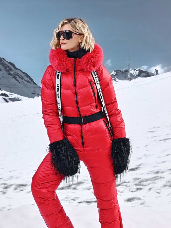 Комбинезон с меховой опушкой на капюшоне, красный Freedomday | Фото 3