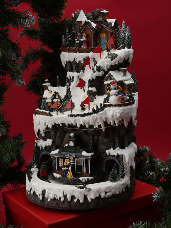 Новогодний сувенир &quot;Освещенная горная сцена. Поезд,&quot; 8 .мелодий Musicboxworld | Фото 2