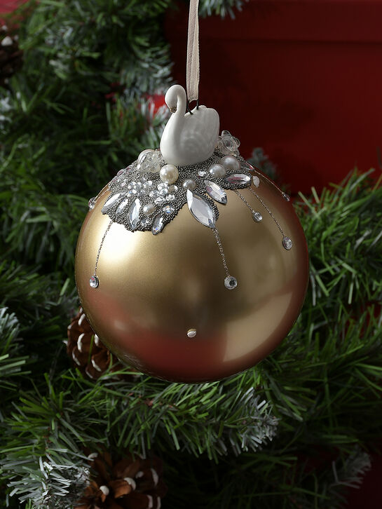 Шар &quot;Лебедь с бусинами&quot;, 13см Goodwill | Фото 2