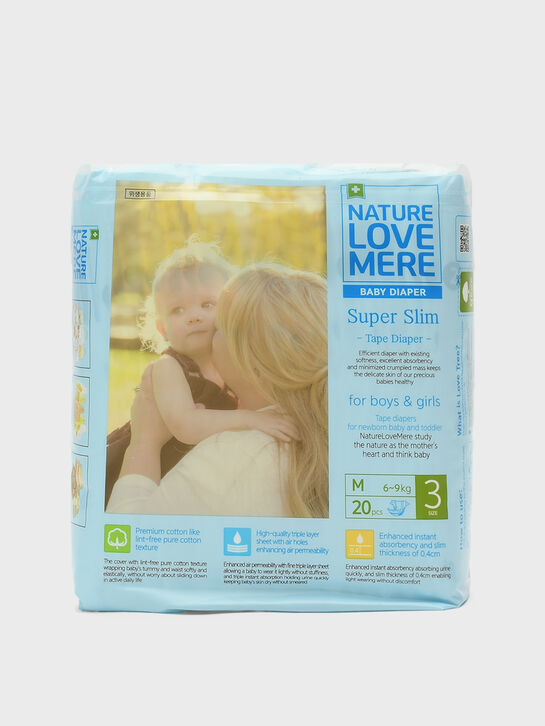 Подгузники супертонкие Super Slim, M 6-9 кг, 20 шт NATURE LOVE MERE | Фото 1