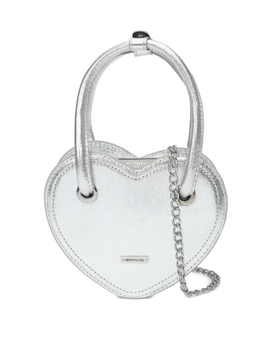 Сумка в форме сердца, серебристая Monnalisa | Фото 3