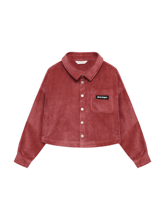 Рубашка вельветовая с белым капюшоном Palm Angels | Фото 5