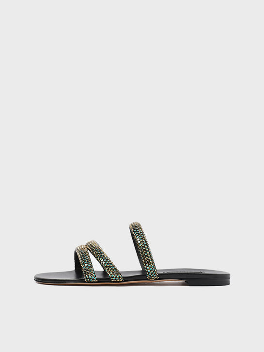 Сандалии Olimpio со стразами, черные Casadei | Фото 1