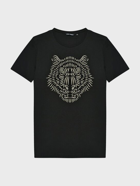 Футболка с принтом &quot;тигр&quot;, черная Antony Morato | Фото 1