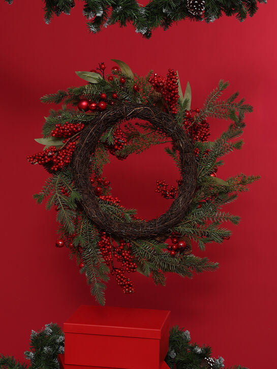 Рождественский венок с хвойным декором и ягодами, 70 см Goodwill | Фото 3