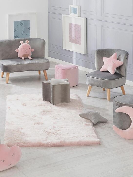 Детское велюровое кресло Lil Sofa, серый Roba | Фото 3