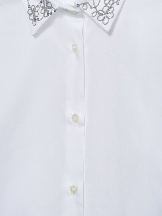 Рубашка с вышивкой на воротнике, белая IL Gufo | Фото 4