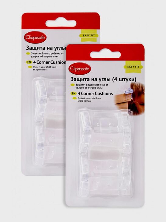 Защита на углы, комплект из 2-х штук (4 шт в упаковке), прозрачный Clippasafe | Фото 5