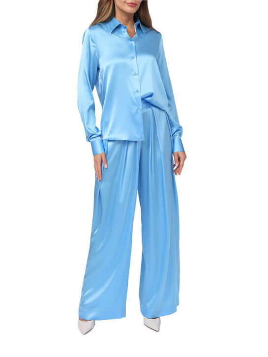 Рубашка из голубого шелка Ermanno Scervino | Фото 2