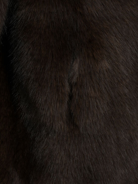 Пальто из эко-меха, коричневое Flashin | Фото 6