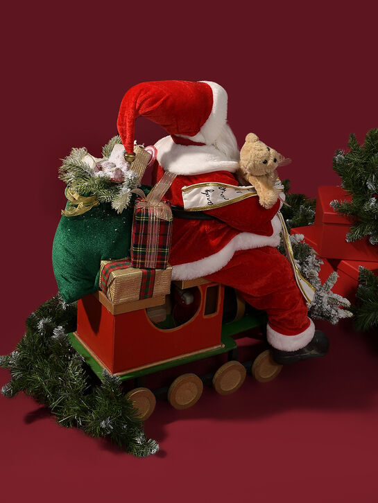 Новогодний сувенир Санта с подарками на поезде, LED, 60x35x62 см Timstor | Фото 4
