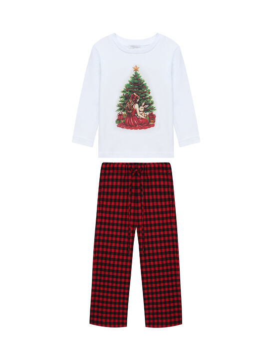Пижама с новогодним принтом и брюками в клетку Dan Maralex | Фото 1
