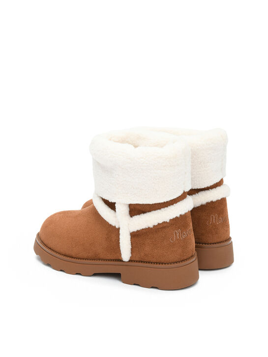 Ботинки с отделкой эко-мехом, коричневые Monnalisa | Фото 3