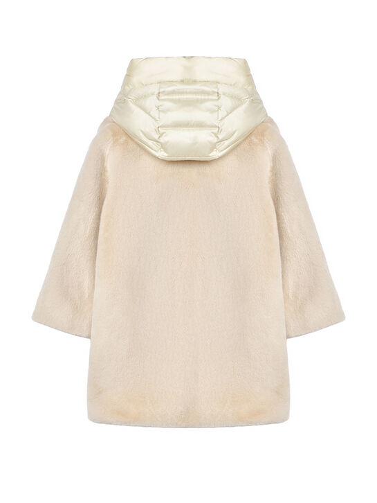 Шуба из эко-меха с нейлоновым капюшоном Bomboogie | Фото 2