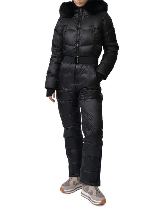 Комбинезон с меховой опушкой на капюшоне, черный Freedomday | Фото 3