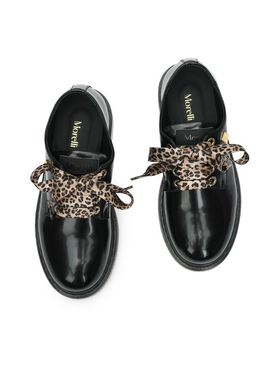 Ботинки с леопардовыми шнурками, черные Morelli | Фото 4