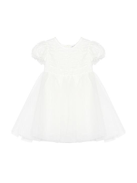 Платье с бантами, белое Monnalisa | Фото 1