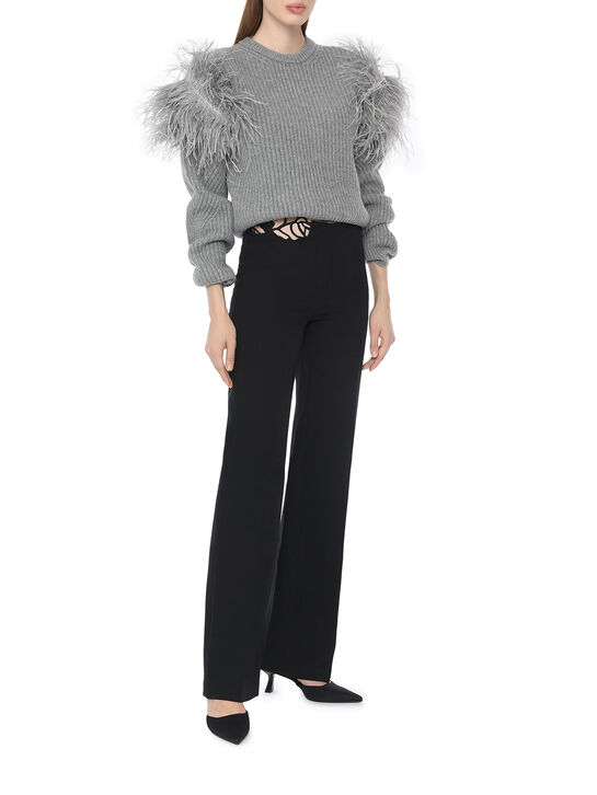 Джемпер с отделкой перьями, серый Blumarine | Фото 3