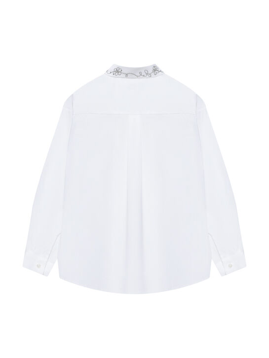 Рубашка с вышивкой на воротнике, белая IL Gufo | Фото 3